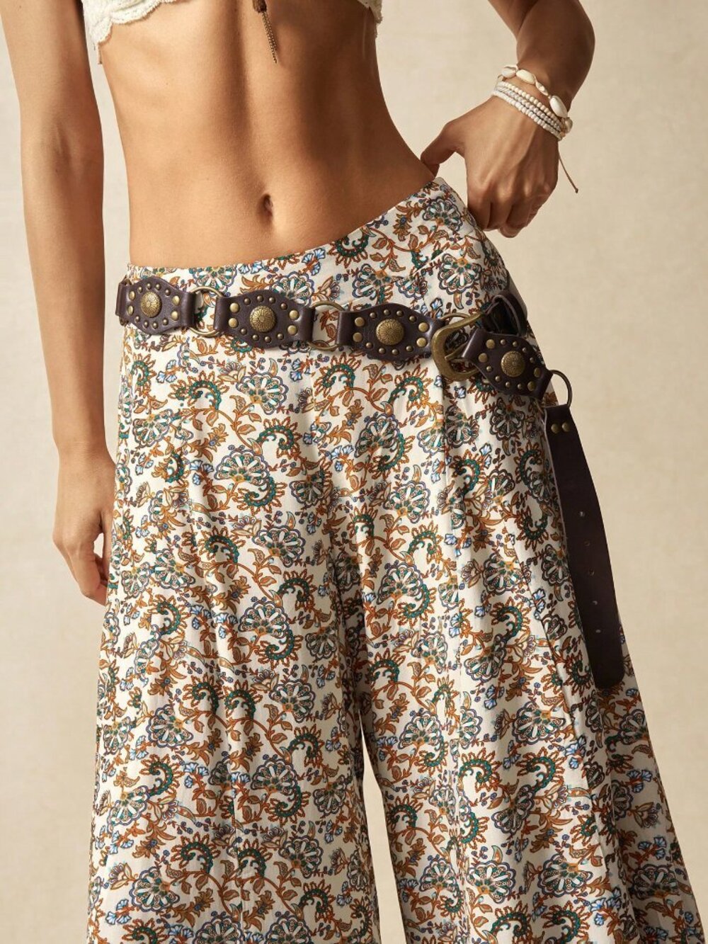 Multicolor Boho Women's Plus Size Casual Pants - Picture 5 of 7